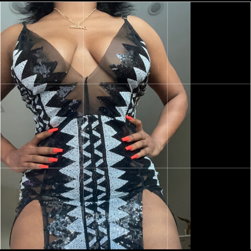 Sexy black and white party dress
